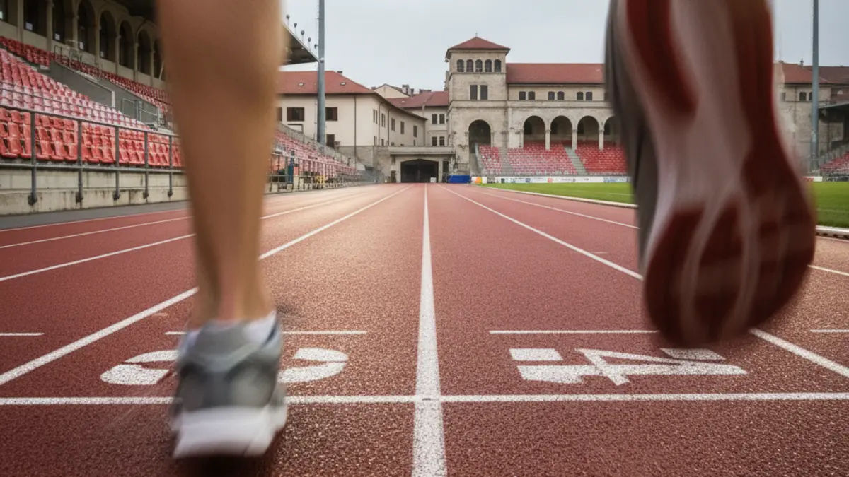 Imagen genérica de una pista de atletismo durante una carrera.