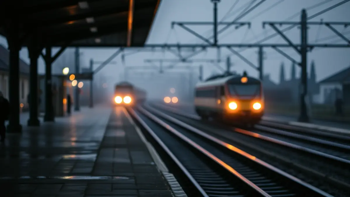 Imagen genérica de una plataforma de estación de tren al amanecer.