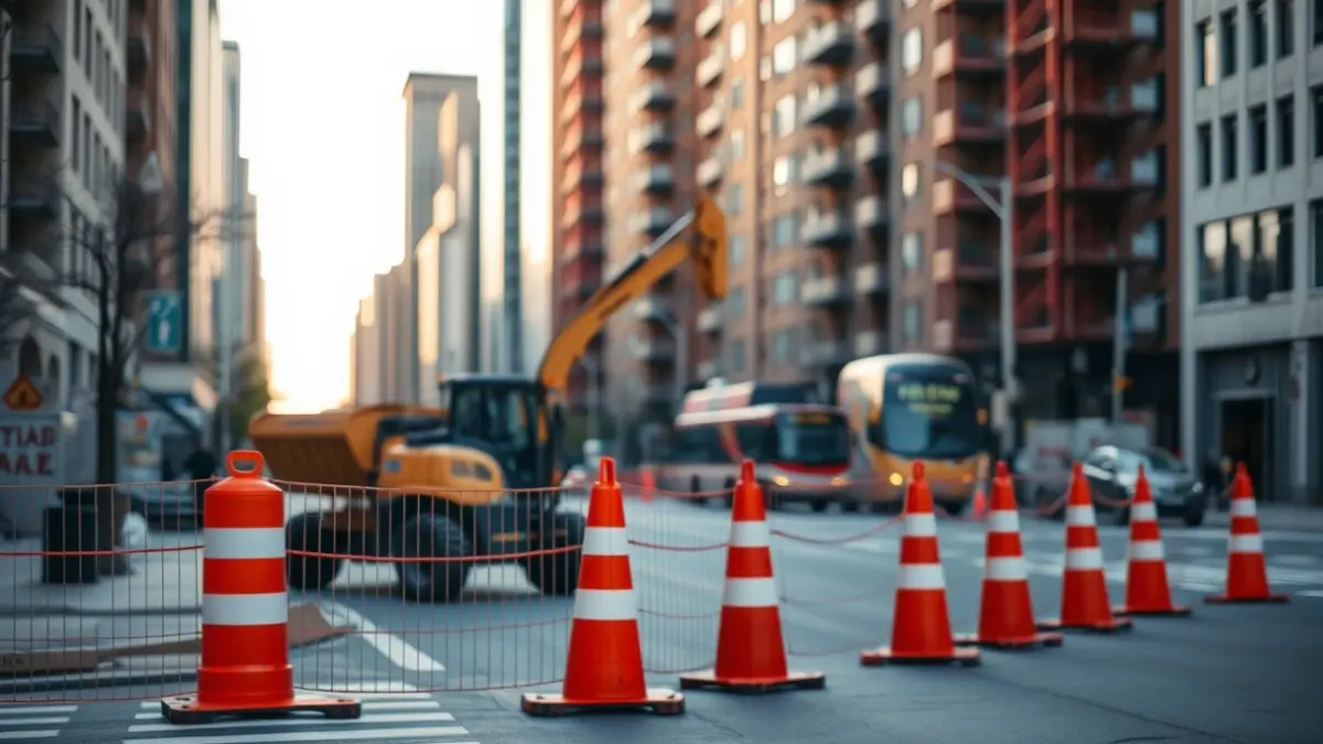 Imaxe xenérica de obras nunha rúa urbana