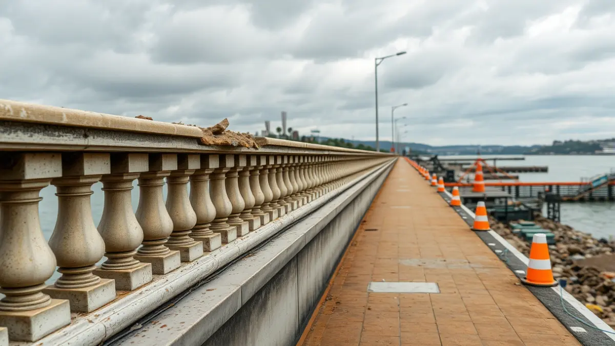 Imagen de las obras en el paseo de la ría de O Burgo, en Culleredo.