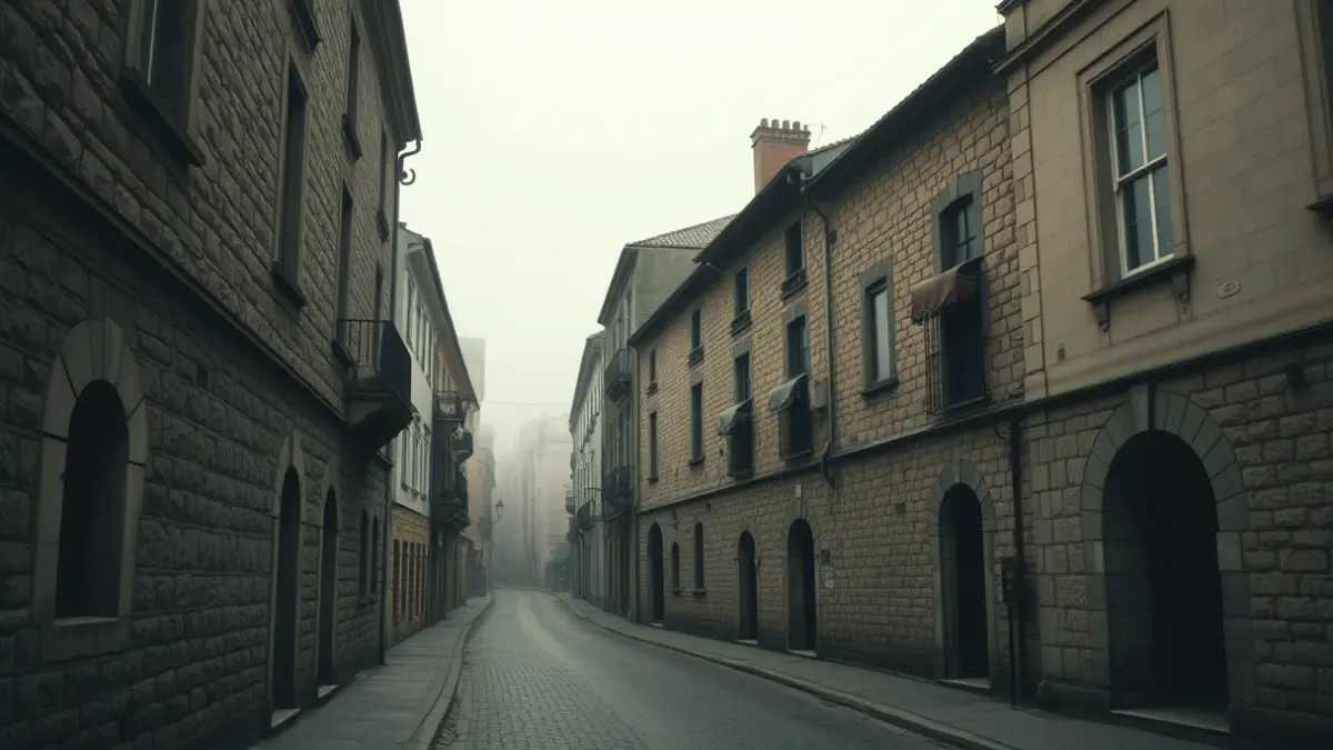 Imagen de una calle antigua en una ciudad gallega, evocando tiempos pasados.