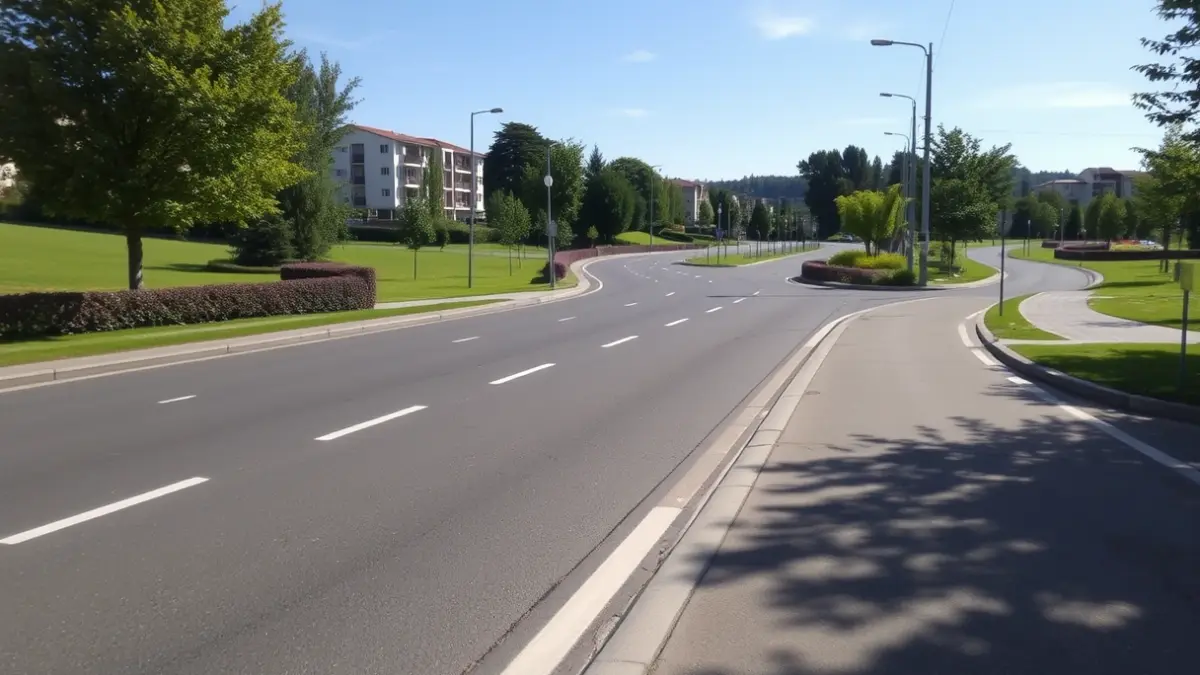 Imaxe xenérica dunha avenida urbana en bo estado.