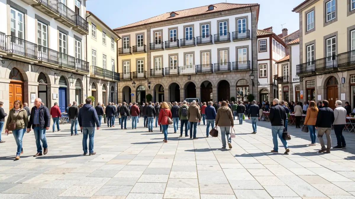 Imaxe xenérica dunha praza pública en Vigo con arquitectura tradicional galega.