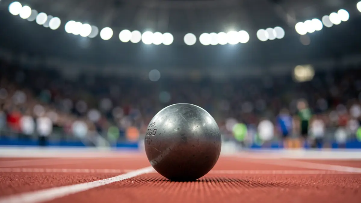 Imagen genérica de una bola de lanzamiento en una pista de atletismo.
