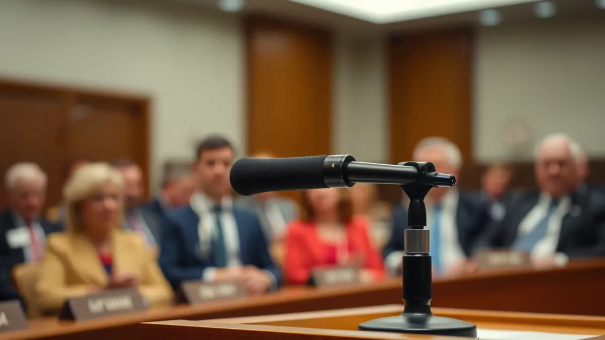 Imagen genérica de un micrófono en un podio, representando un debate político.