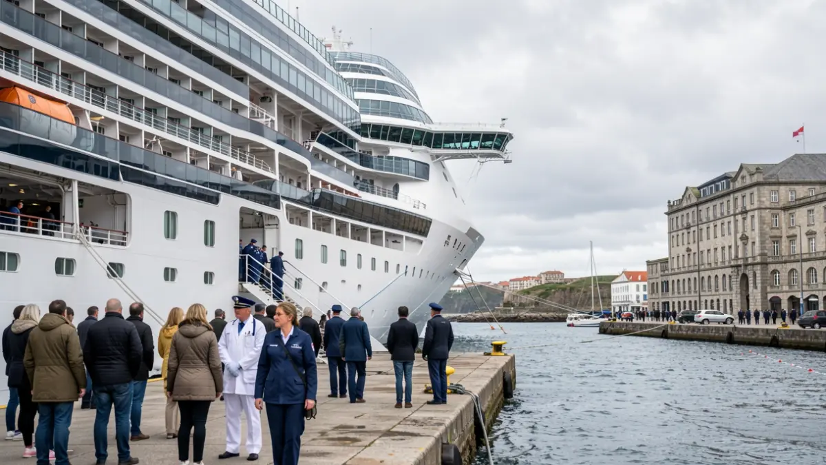 Imagen genérica de un crucero atracado en un puerto gallego con inspección sanitaria.