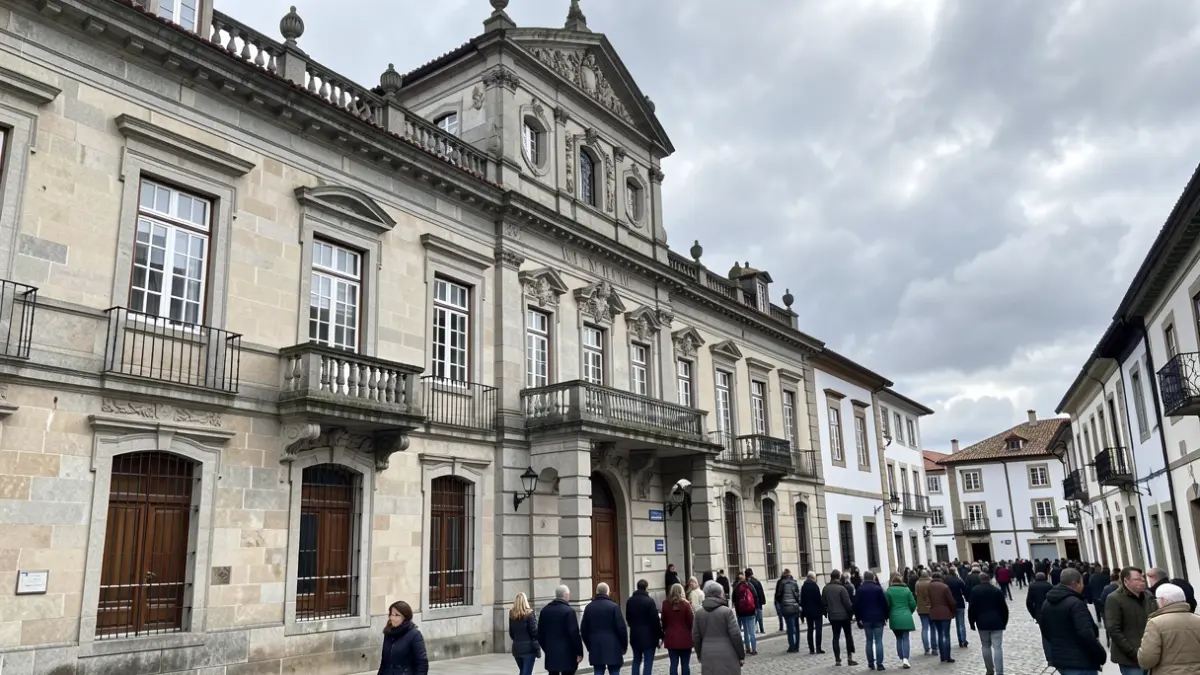 Imagen genérica de un ayuntamiento de Galicia con fachada de granito.