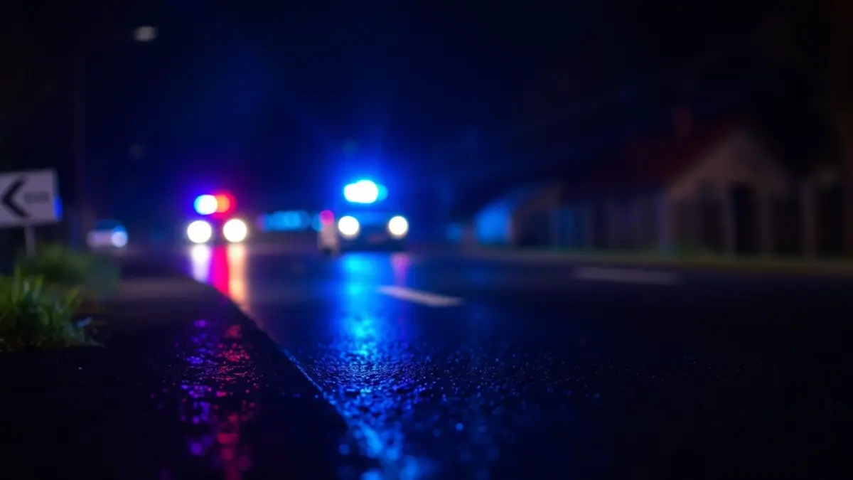 Imagen genérica de luces de emergencia reflejadas sobre asfalto mojado en una carretera gallega.