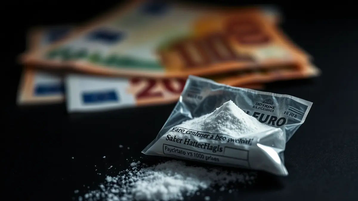 Imaxe xenérica de drogas incautadas e diñeiro en efectivo.