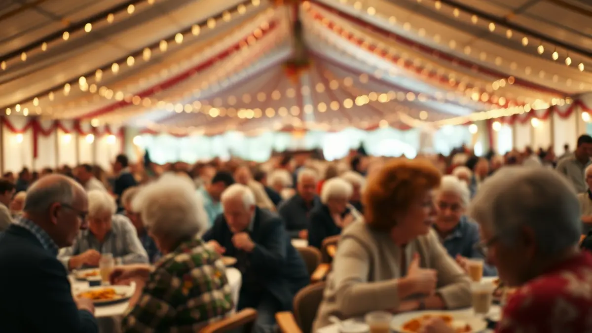 Imagen genérica de una celebración para personas mayores en una carpa.