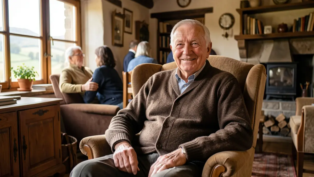Imagen genérica de un hombre mayor sonriendo en una sala de estar.