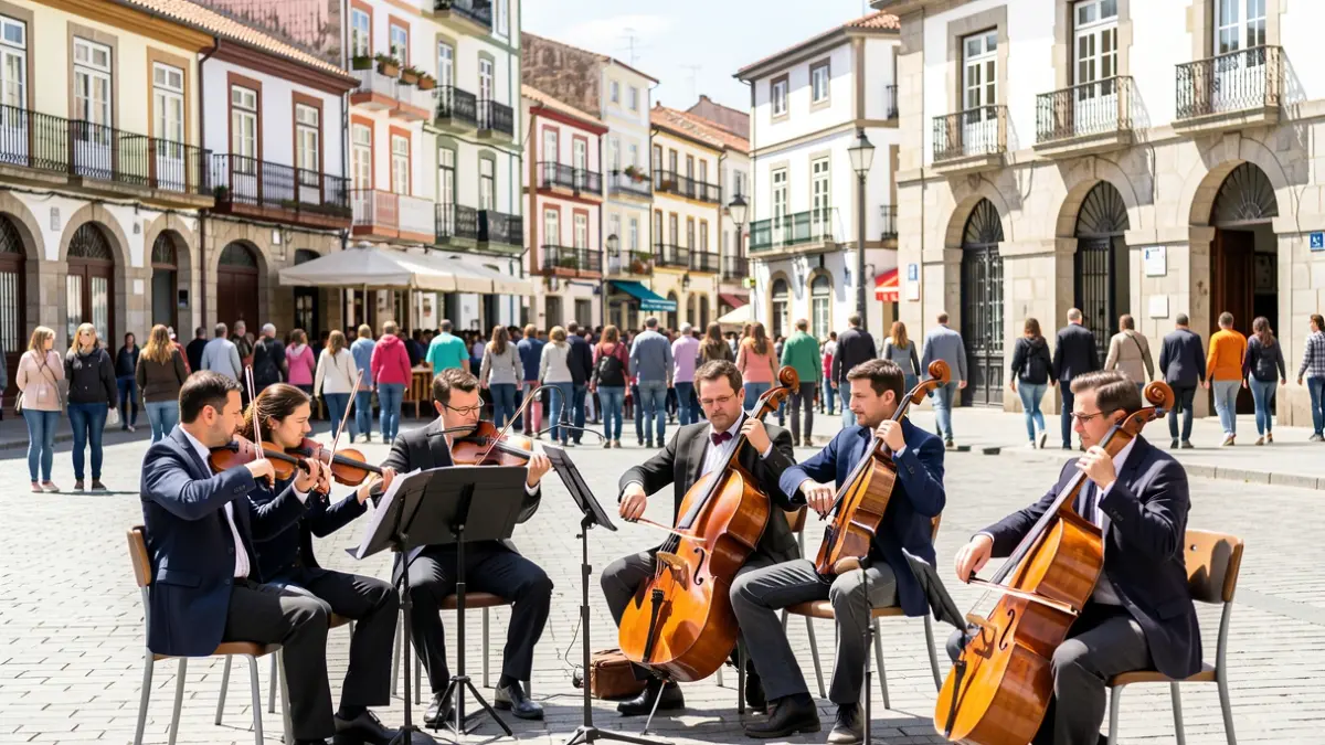 Imaxe xenérica dun concerto ao aire libre nunha praza de Vigo.
