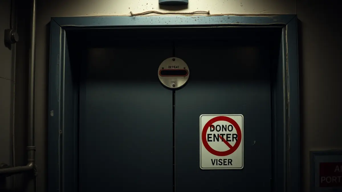 Imaxe xenérica dun ascensor antigo e defectuoso.