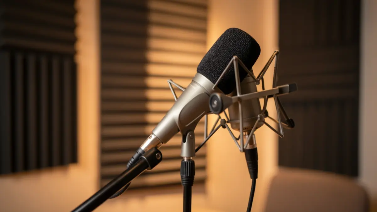 Imagen genérica de un micrófono de radio en un estudio.