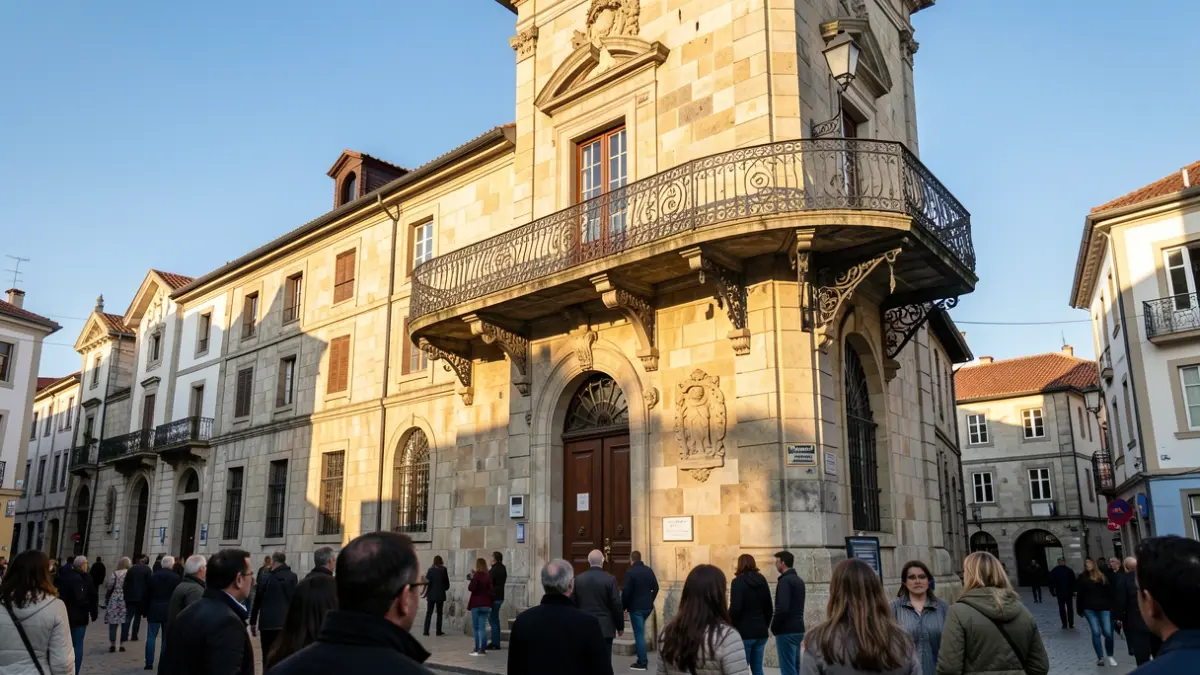 Fachada do Concello de Lugo nunha tarde soleada.