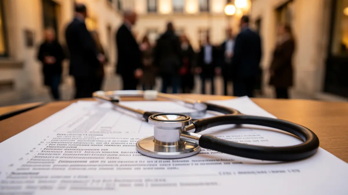 Imagen genérica de un estetoscopio sobre un informe médico.
