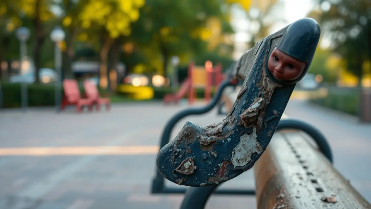 Imagen genérica de mobiliario urbano dañado en un parque.