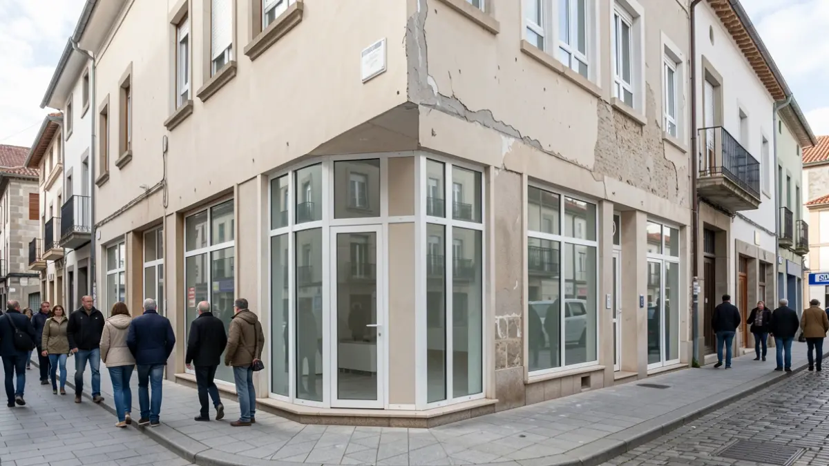 Vista exterior de un bajo comercial en Marín en proceso de reforma.