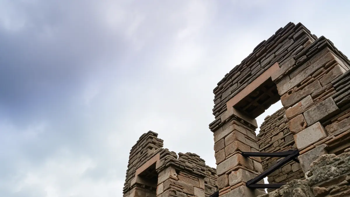 Imaxe da torre de Torés, mostrando o seu estado de deterioro.
