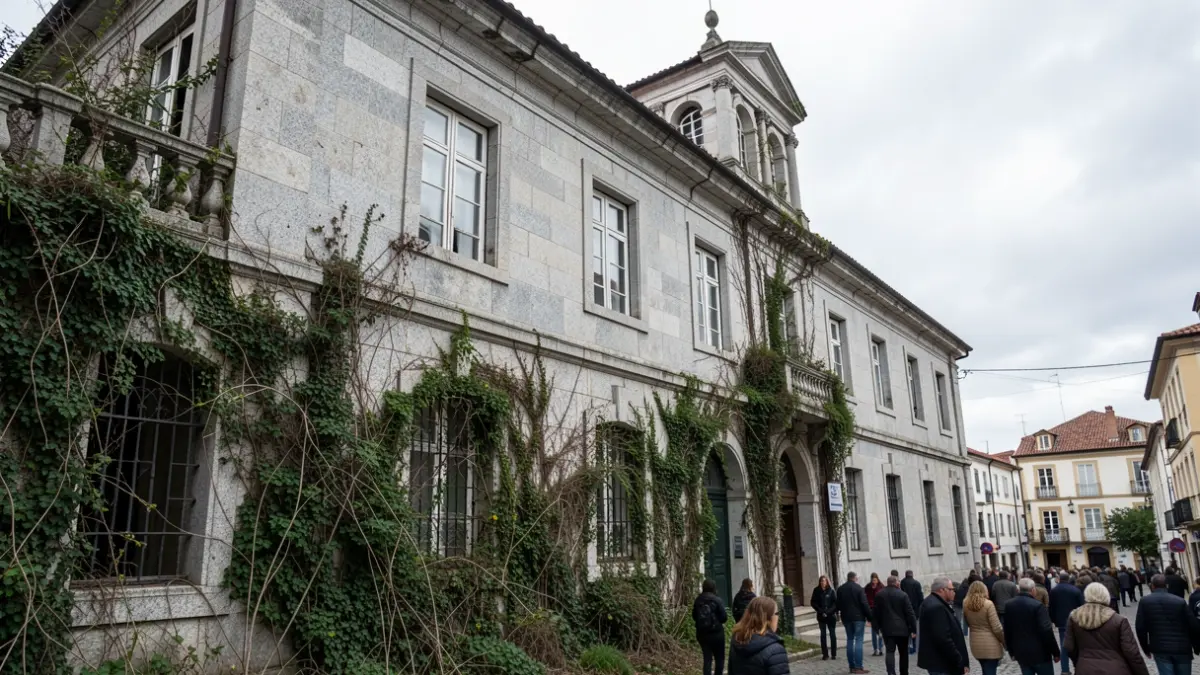 Imaxe xenérica dun pazo galego con vexetación e ceo nubrado.