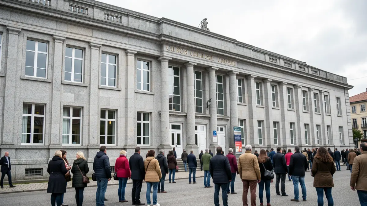 Imagen genérica de un edificio institucional gallego de granito.