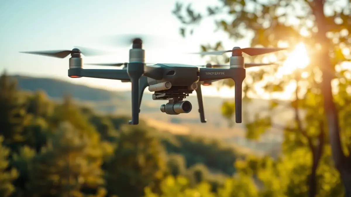 Imaxe xenérica dun dron sobre un bosque.