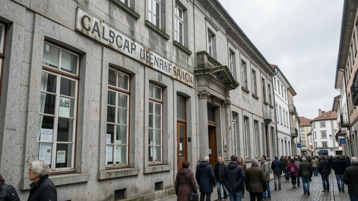 Imaxe xenérica dun edificio de xornal histórico en Galicia.