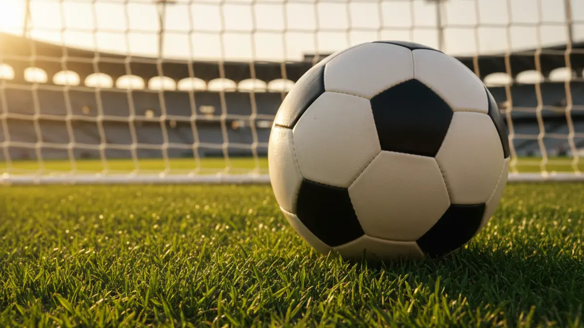 Imaxe xenérica dun balón de fútbol nun campo de herba.