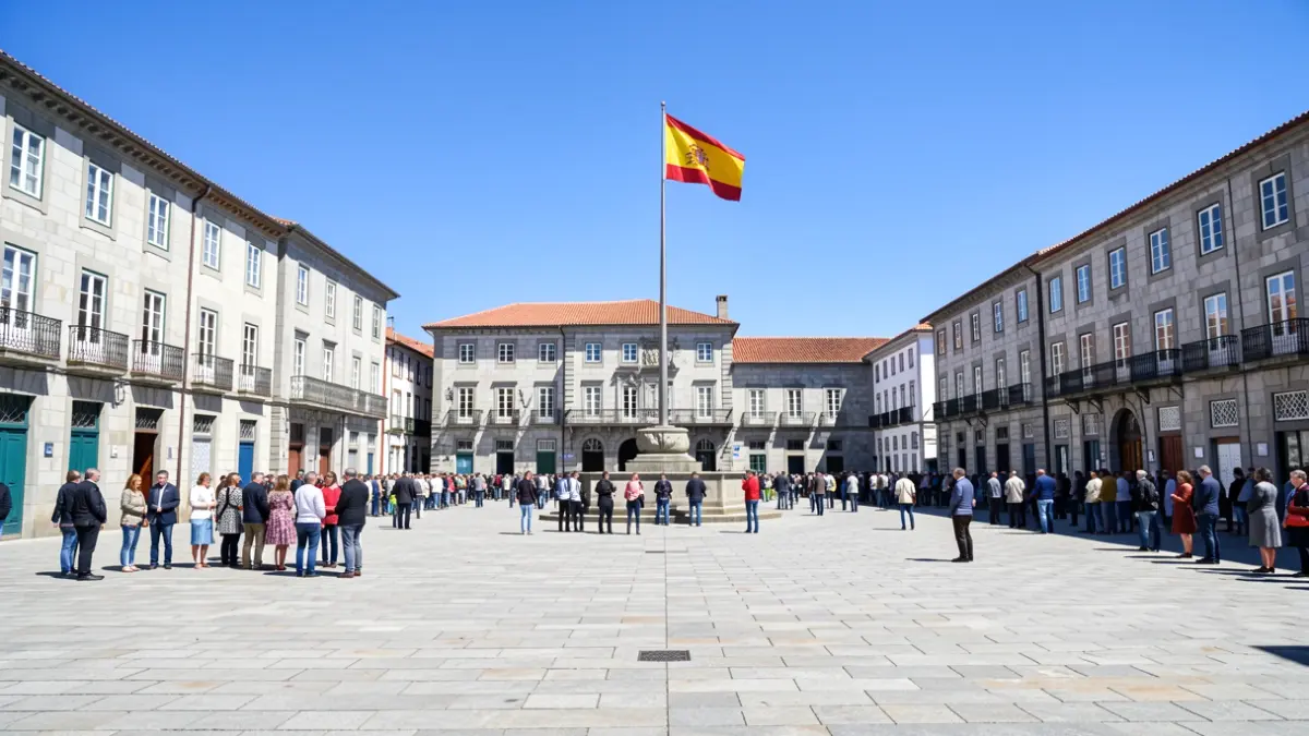 Imagen de la Plaza de Armas en Ferrol con una bandera española donde se celebrará una jura de bandera civil.