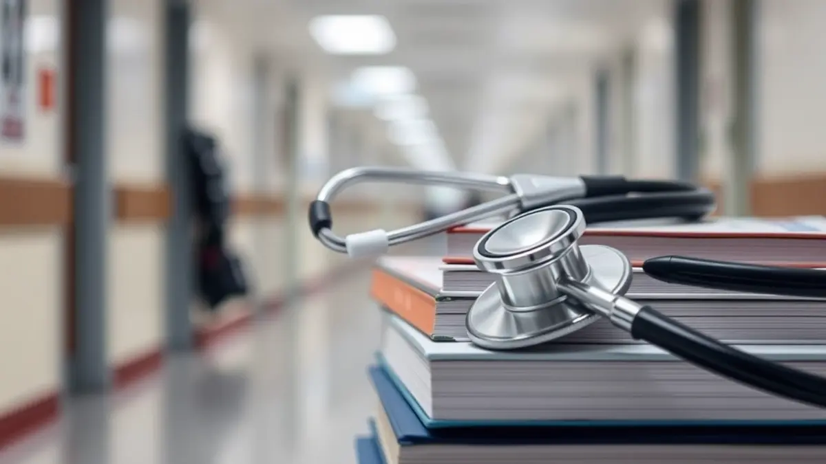Imagen genérica de un estetoscopio sobre libros de medicina, simbolizando la formación MIR.