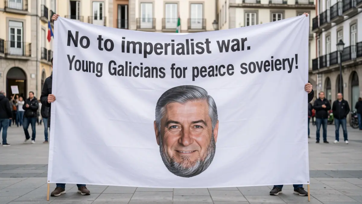 Imaxe dunha manifestación xuvenil en Vigo contra a celebración do Día das Forzas Armadas.