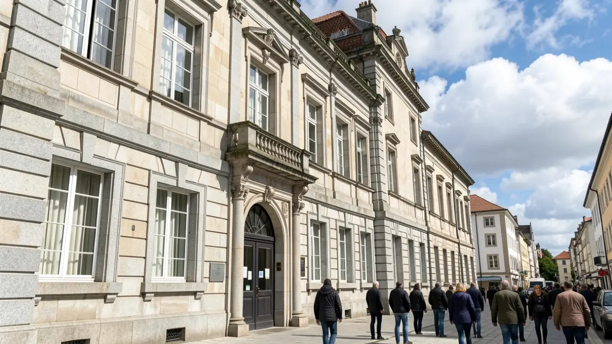 Imaxe xenérica dun hospital galego con detalles de granito.