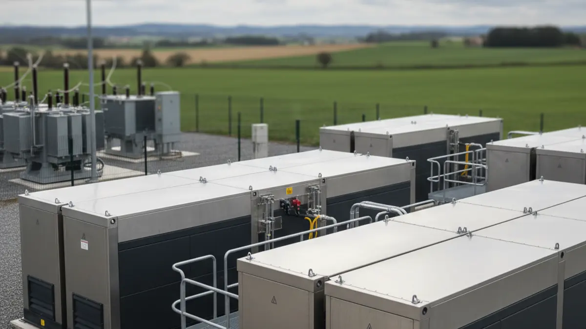 Imaxe xenérica de contedores de almacenamento de enerxía con baterías.