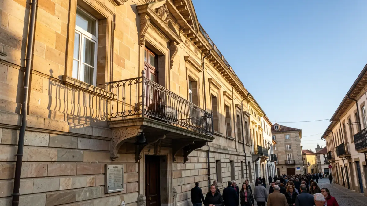 Imaxe xenérica dun edificio institucional de pedra en Galicia.