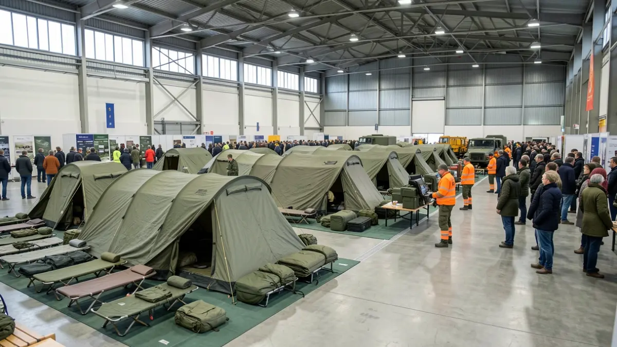 Imagen genérica de militares montando un campamento en un pabellón de Ifevi.