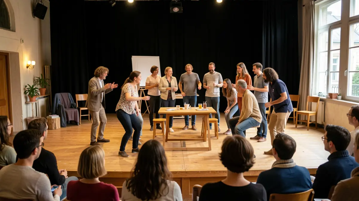 Imaxe xenérica de persoas participando nun obradoiro de teatro.