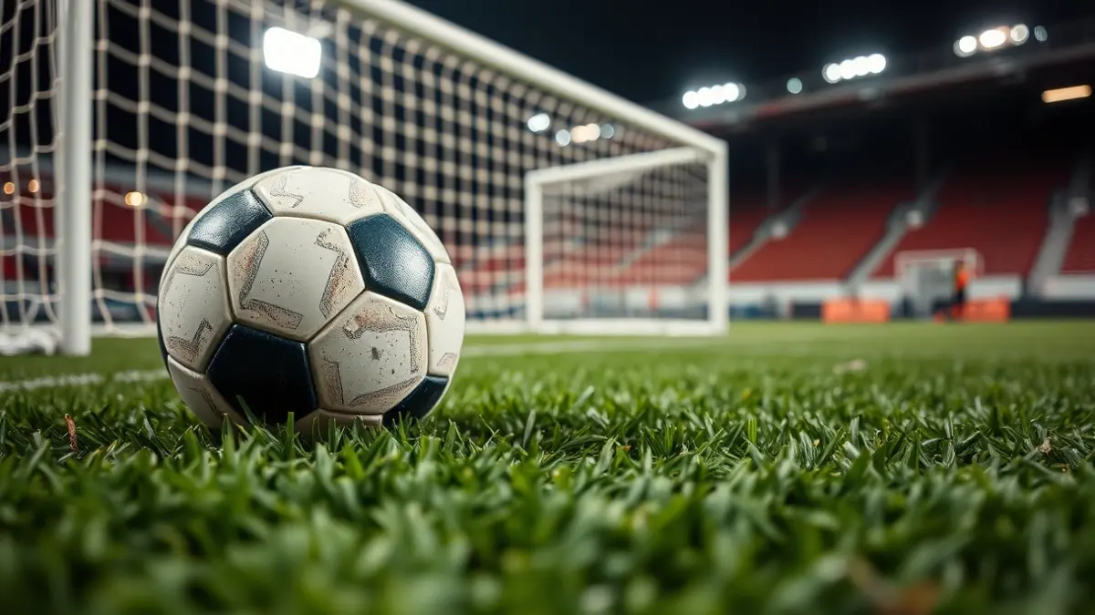 Imaxe xenérica dun balón de fútbol sala sobre o céspede artificial.