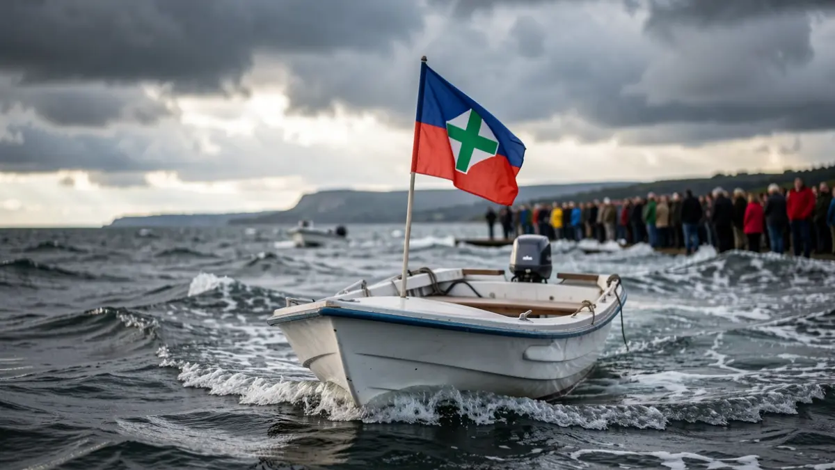 Imaxe xenérica dunha embarcación humanitaria en mar axitado.