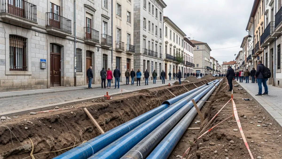 Imagen genérica de obras de saneamiento en la calle Camelias, Pontevedra.