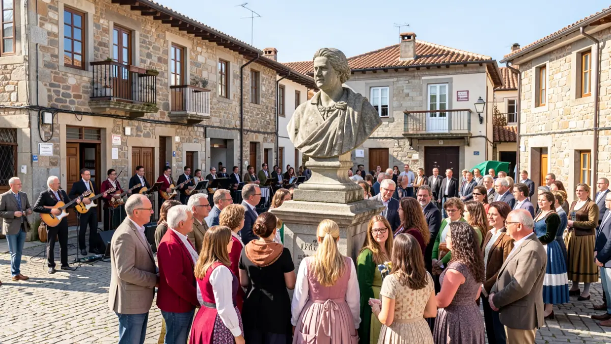 Imaxe xenérica dun acto cultural en Galicia con xente e música.