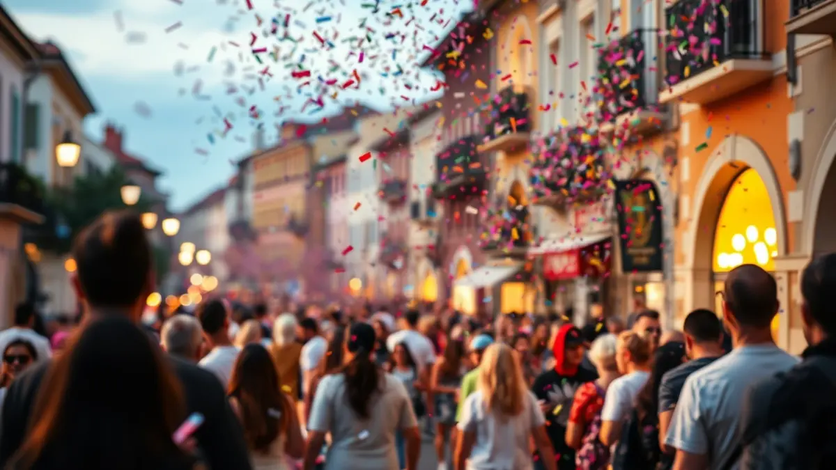 Imagen genérica de una fiesta popular con gente y confeti.