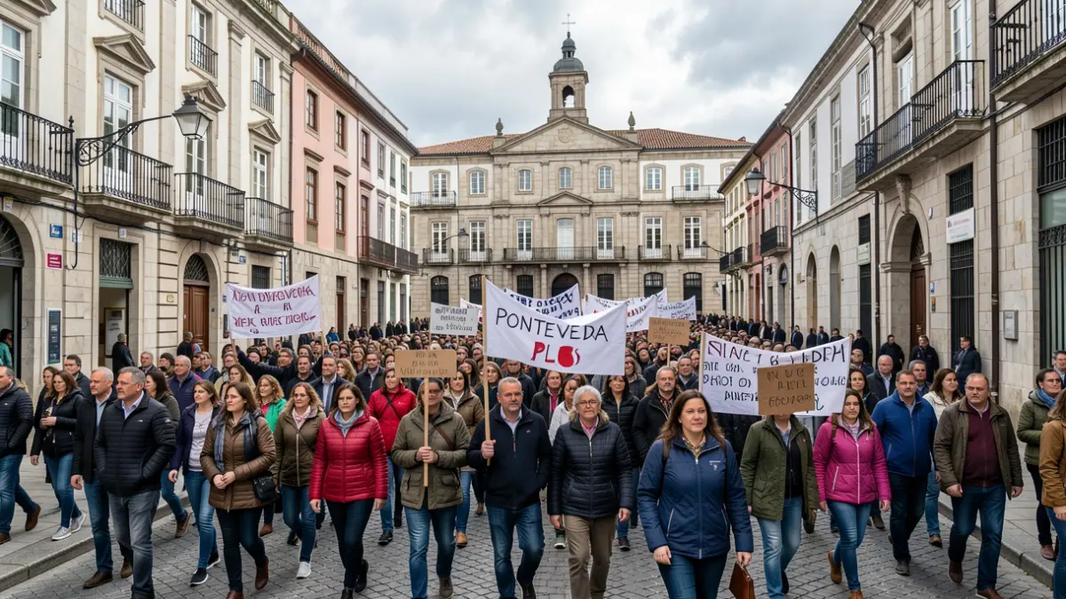 Imagen de una manifestación por las calles de Pontevedra.