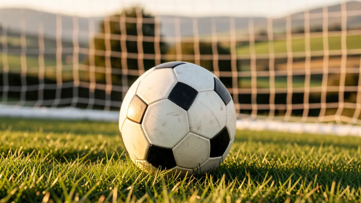Imaxe xenérica dun balón de fútbol nun campo.