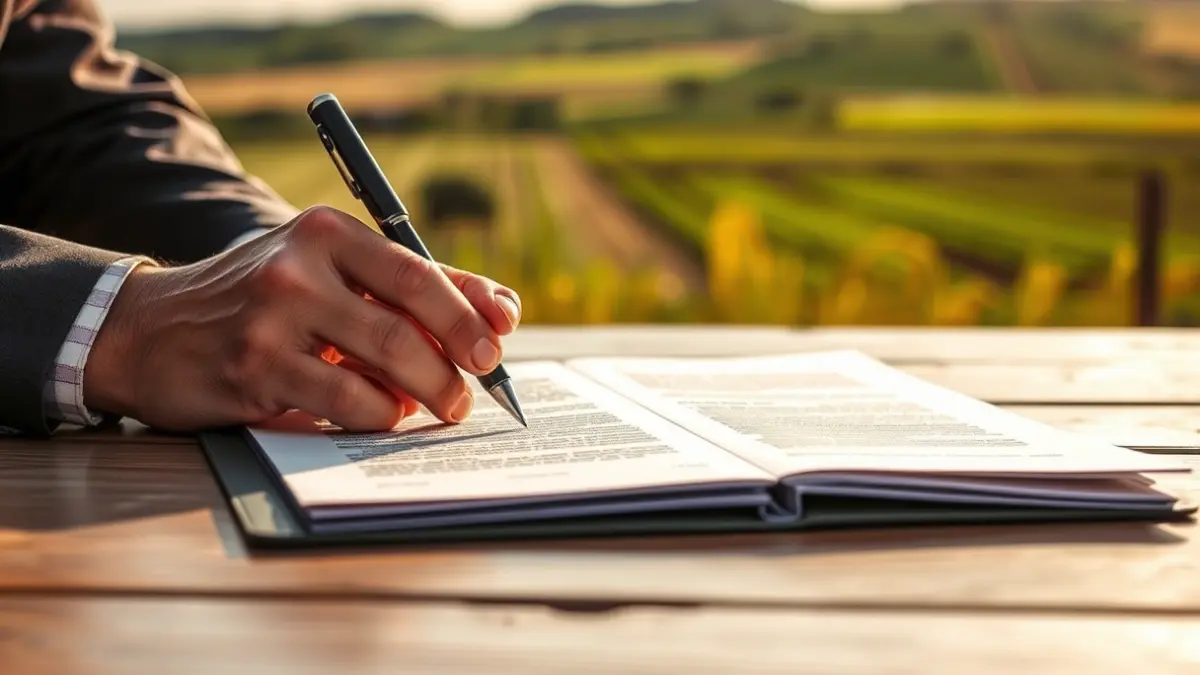 Imaxe xenérica de mans asinando un documento, simbolizando acordos e desenvolvemento rural.