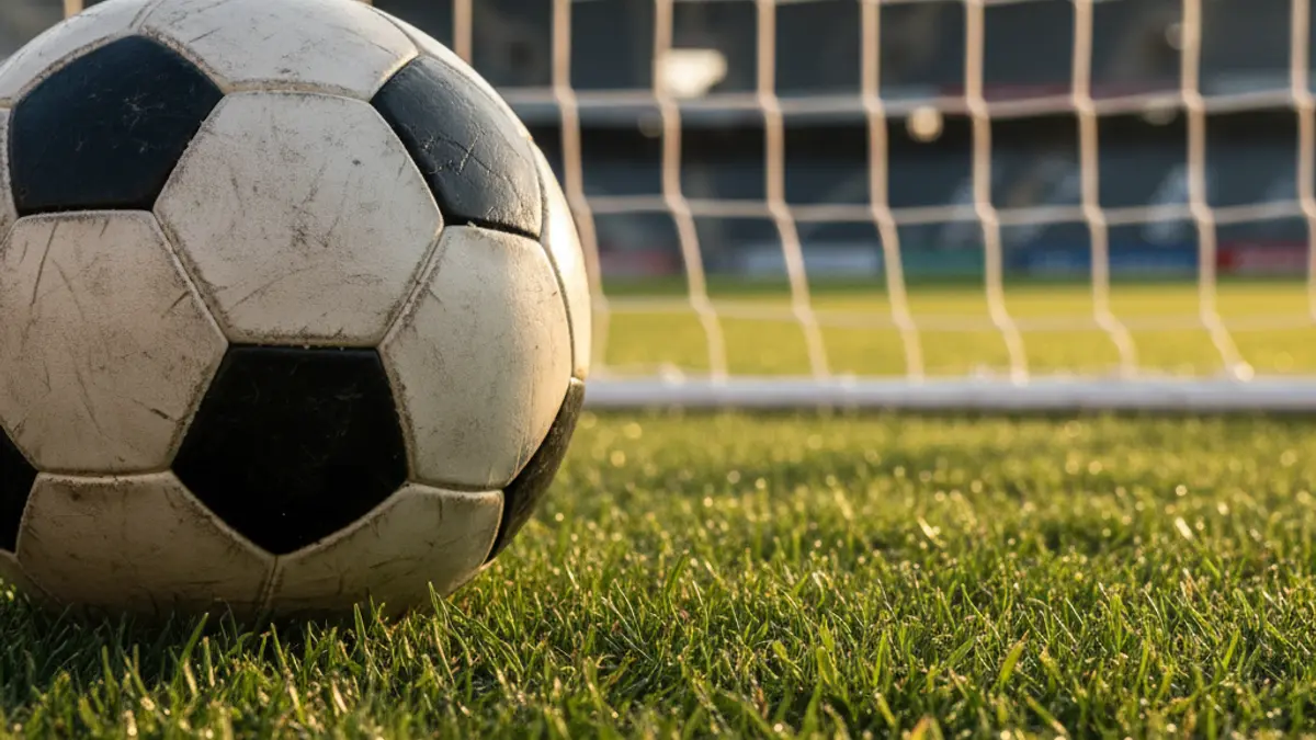 Imaxe xenérica dun balón de fútbol sobre a herba dun campo.
