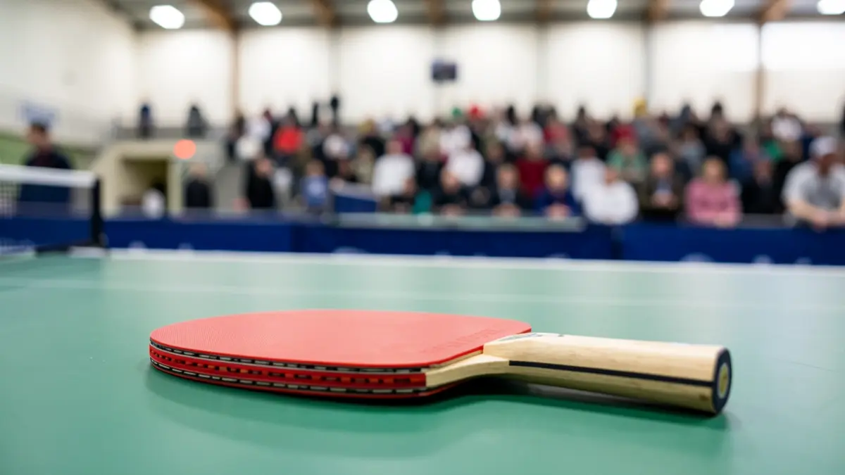 Imagen genérica de una raqueta de tenis de mesa sobre una mesa de juego.