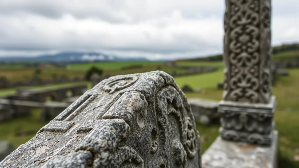 Imagen de un cruceiro de piedra restaurado en Galicia.