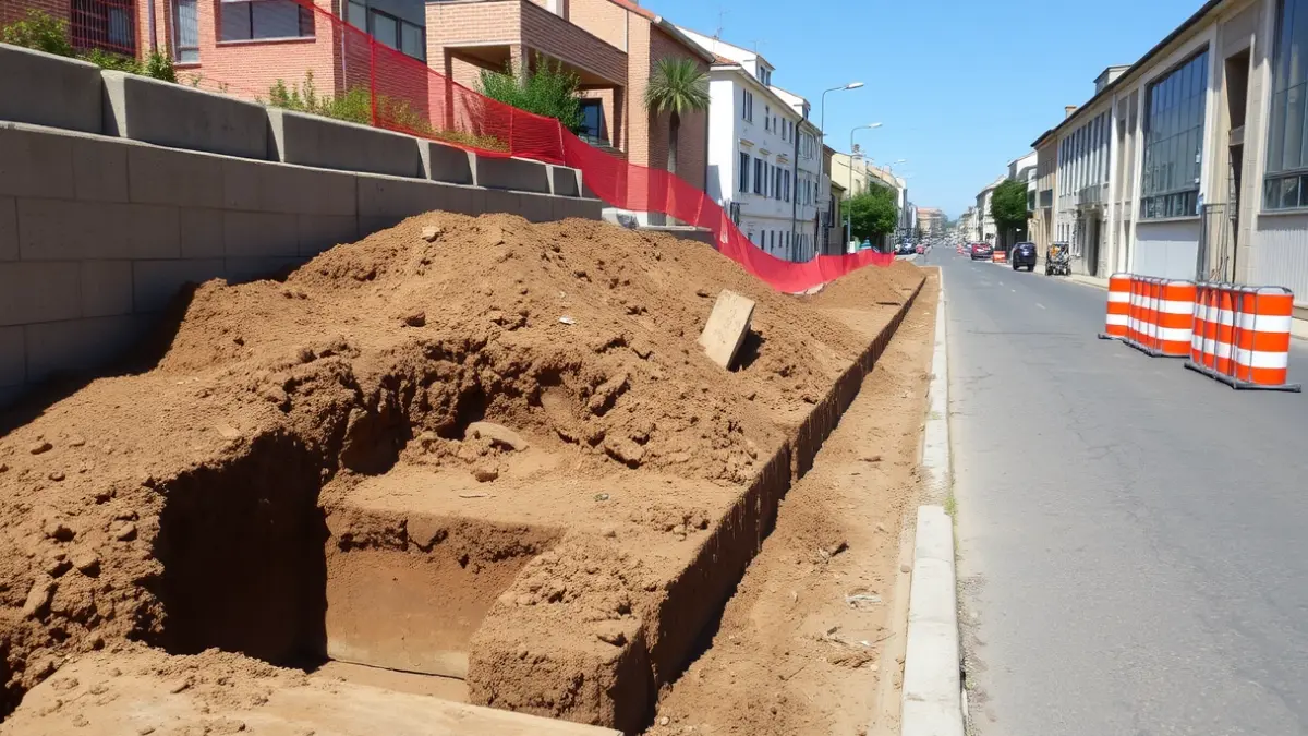 Imaxe xenérica de obras de saneamento nunha rúa.