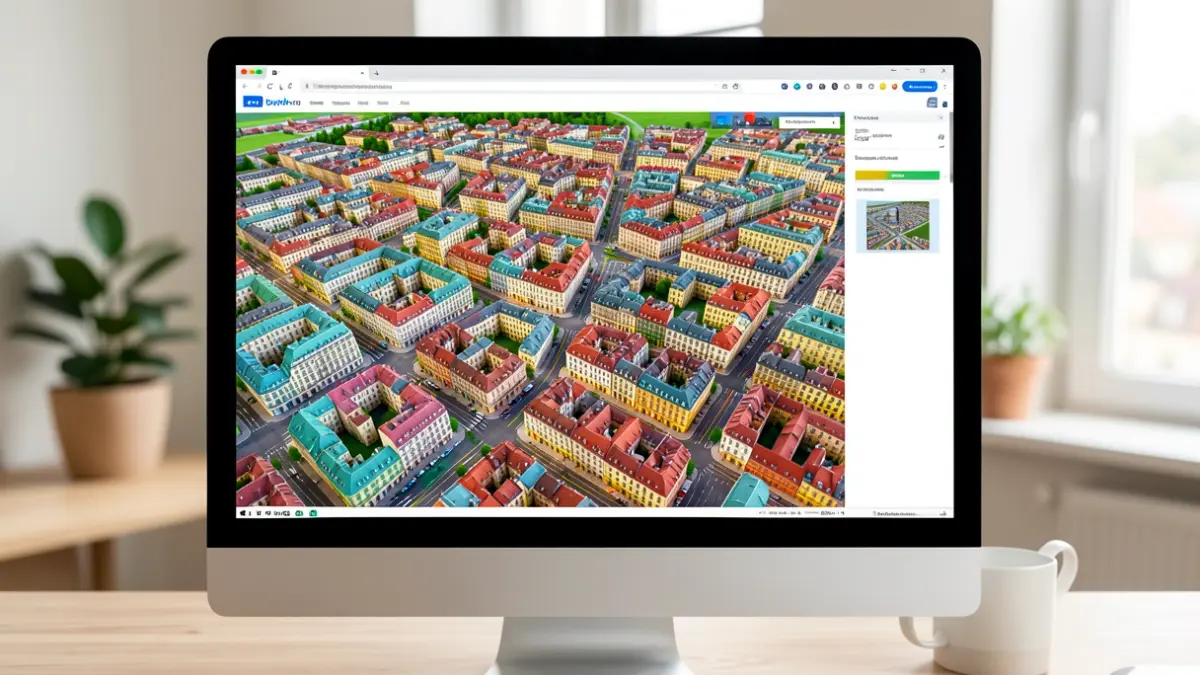 Imagen de un mapa 3D de una ciudad generado por una herramienta digital.