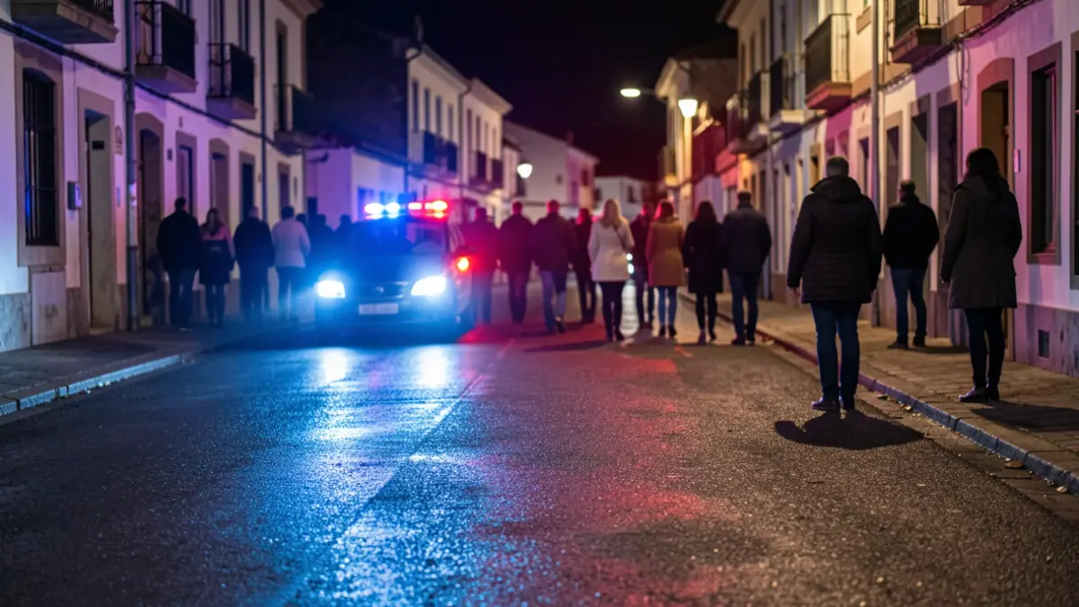 Imagen genérica de luces de emergencia azules y rojas reflejando en el asfalto mojado por la noche.
